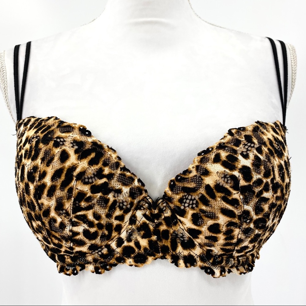 VS PINK Leopard Lace Date Push-Up Bra